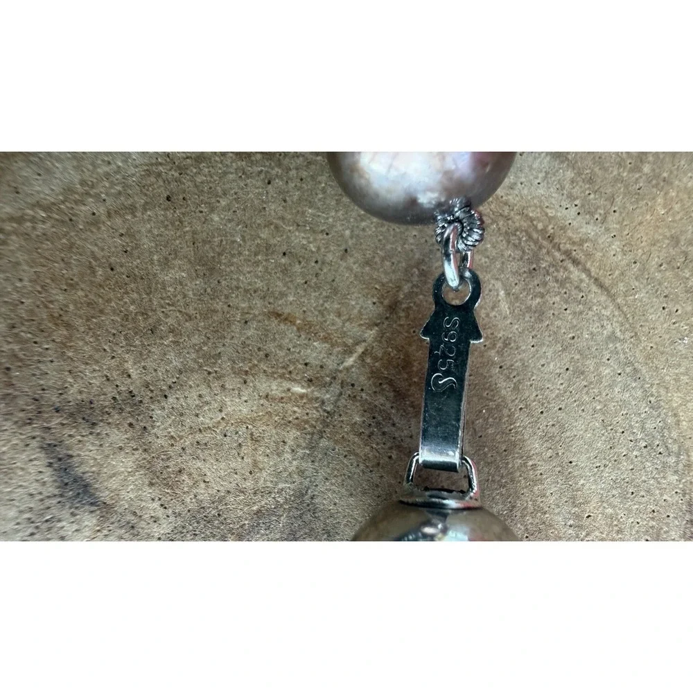 Genuine Peacock Tahitian Cultured Pearl Necklace with Sterling Silver Clasp - Picture 11 of 16
